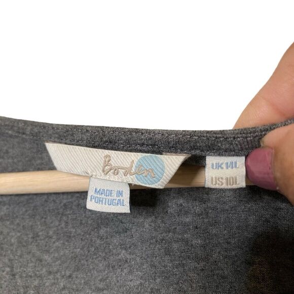 BODEN Napoli Elastic Waist Gray Red Scoop Neck Pleated Flare Dress Size 10L - Picture 13 of 13